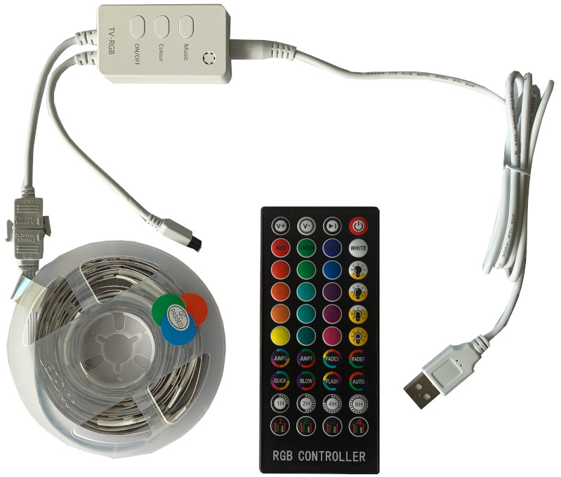 Controleur et Connecteur câble ruban led 230V RGB prise télécommande IR